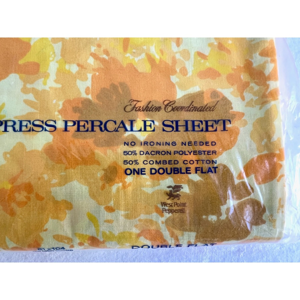 Vintage Martex Luxor Yellow Floral Double Sheet Set New Old Stock 70s Percale - Picture 2 of 15